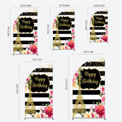 Lofaris Floral Gold Tower Birthday Girl Half Moon Arch Backdrop
