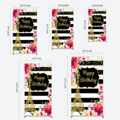 Lofaris Floral Gold Tower Birthday Girl Rectangle Backdrop