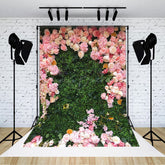 Lofaris Floral Grass Field Cute Spring Photography Backdrop