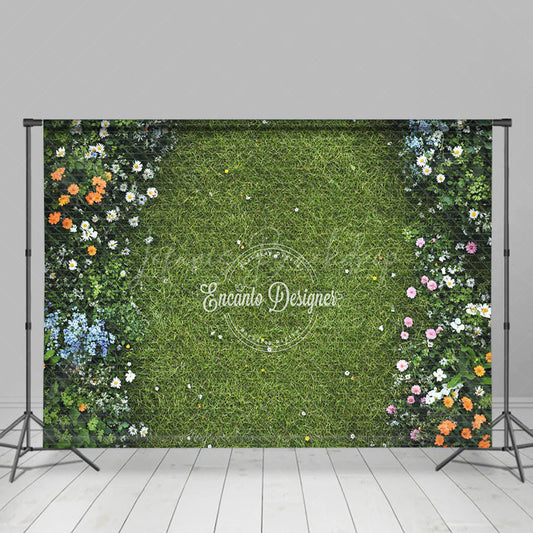 Lofaris Floral Green Grass Path Boho Sweet Wedding Backdrop
