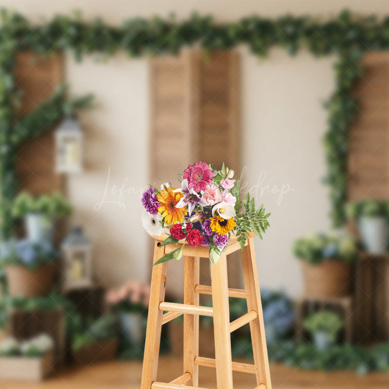 Lofaris Floral Green Plants Indoor Decor Spring Backdrop