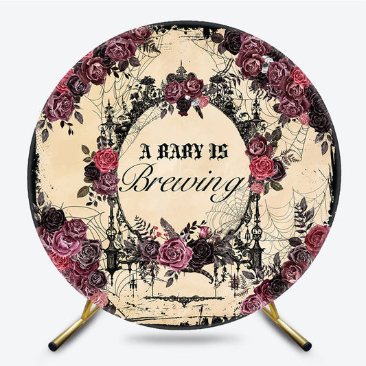 Lofaris Floral Halloween Theme Circle Baby Shower Backdrop