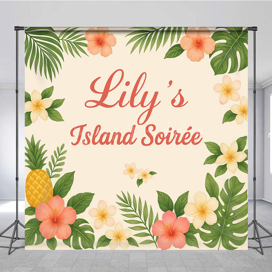 Lofaris Floral Hawaii Island Soiree Custom Birthday Backdrop