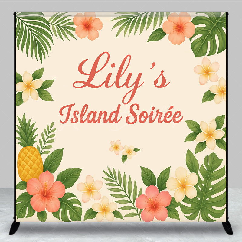 Lofaris Floral Hawaii Island Soiree Custom Birthday Backdrop
