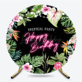 Lofaris Floral Hawaii Round Tropical Party Birthday Backdrop