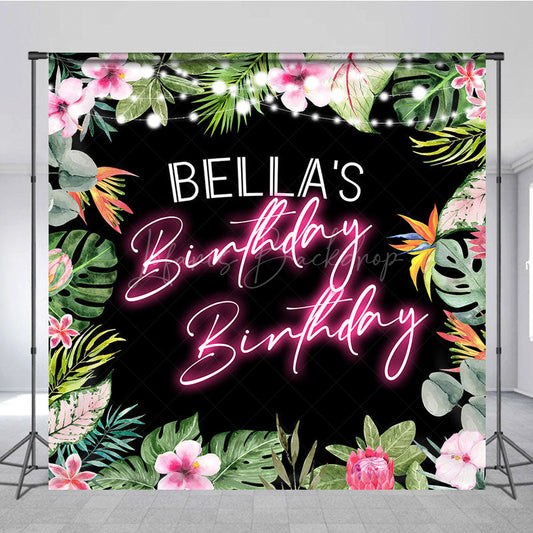 Lofaris Floral Hawaii Summer Sweet Custom Birthday Backdrop