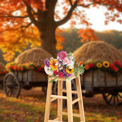Lofaris Floral Hayride Maple Tree Farm Autumn Scene Backdrop