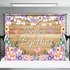 Lofaris Floral Heart Better Together Wood Wedding Backdrop