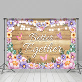 Lofaris Floral Heart Better Together Wood Wedding Backdrop