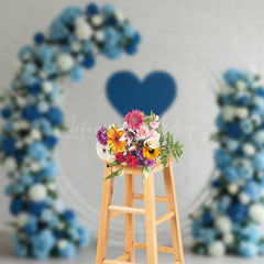 Lofaris Floral Heart Circle Set White Brick Wedding Backdrop