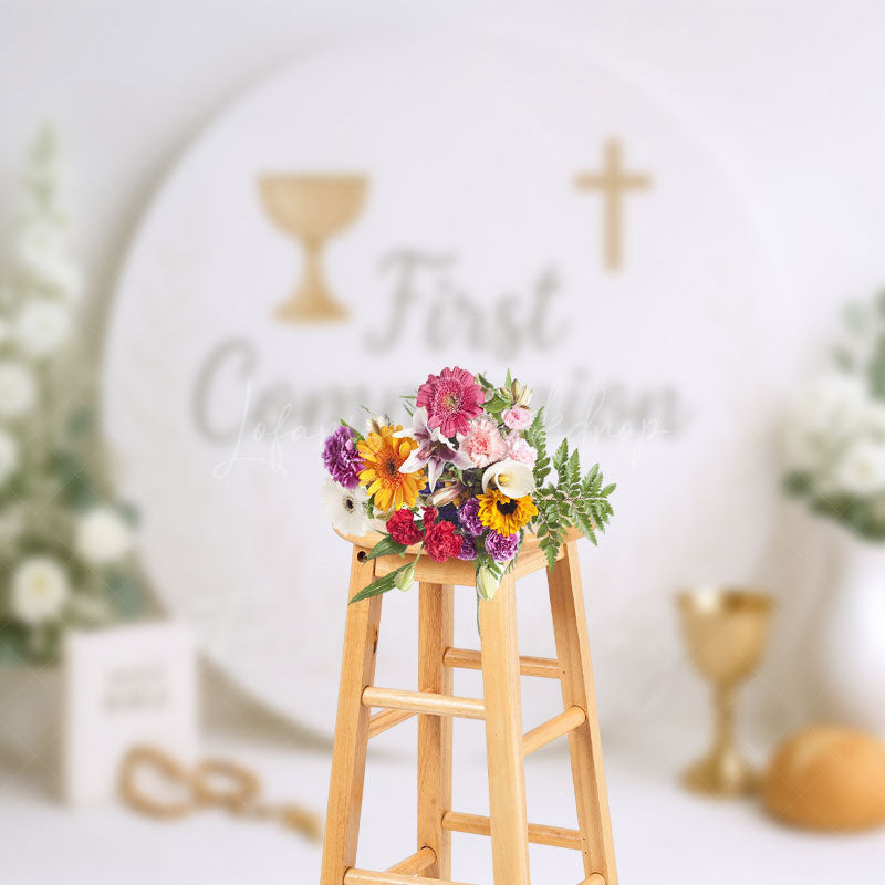 Lofaris Floral Holy Grails Communion Cake Smash Backdrop