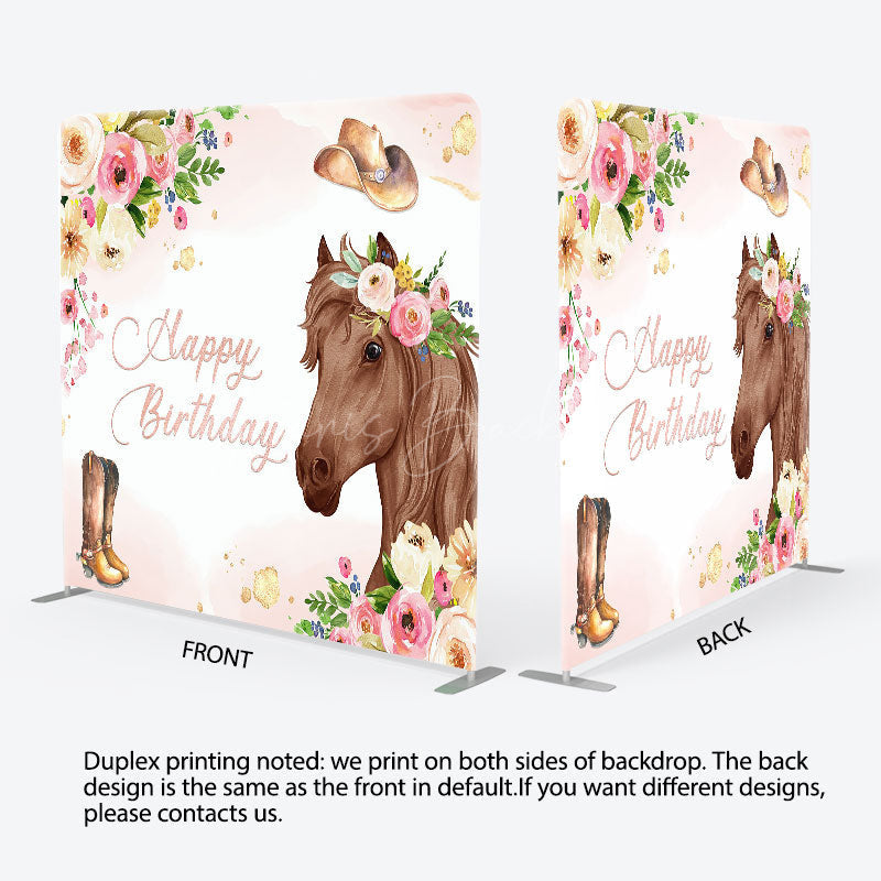 Lofaris Floral Horse Boots Birthday Square Tension Backdrop