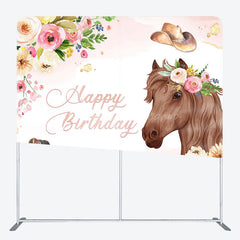 Lofaris Floral Horse Boots Birthday Square Tension Backdrop
