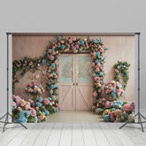 Lofaris Floral Hydrangea Sweet Wooded Door Wedding Backdrop