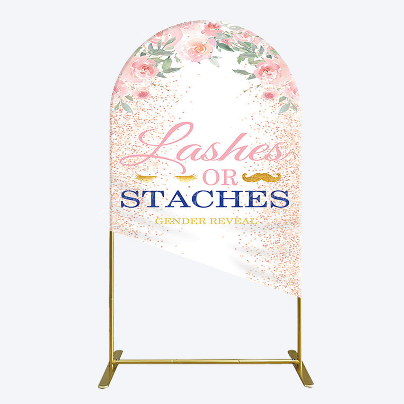 Lofaris Floral Lashes Or Staches Gender Reveal Arch Backdrop