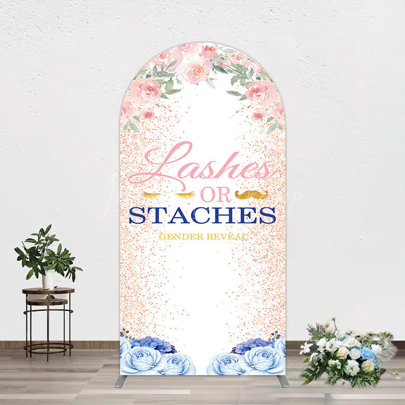 Lofaris Floral Lashes Or Staches Gender Reveal Arch Backdrop