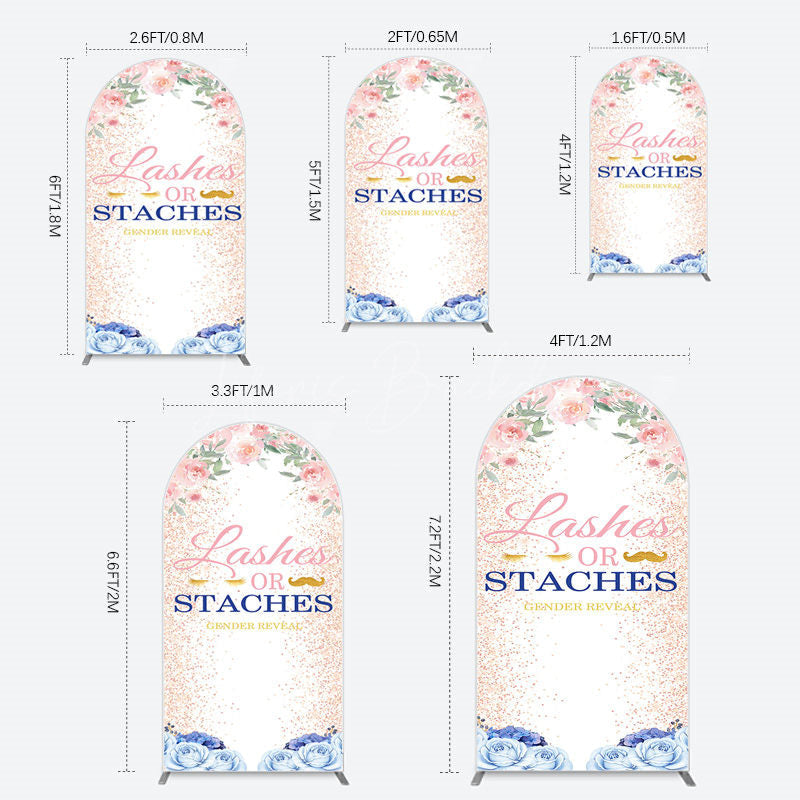 Lofaris Floral Lashes Or Staches Gender Reveal Arch Backdrop