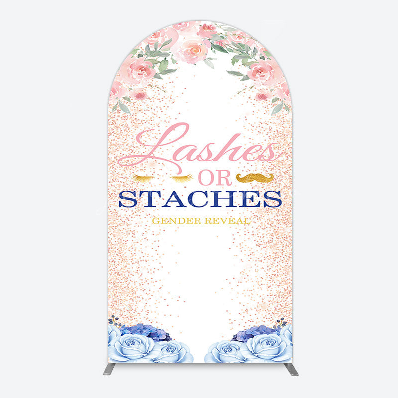 Lofaris Floral Lashes Or Staches Gender Reveal Arch Backdrop