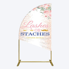 Lofaris Floral Lashes Or Staches Gender Reveal Half Moon Arch Backdrop