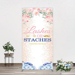 Lofaris Floral Lashes Or Staches Gender Reveal Rectangle Backdrop