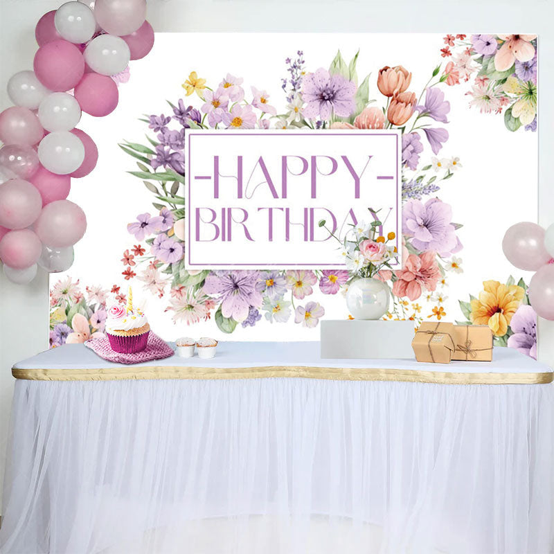 Lofaris Floral Lavender Purple Spring Vibe Birthday Backdrop