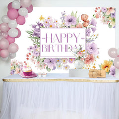 Lofaris Floral Lavender Purple Spring Vibe Birthday Backdrop