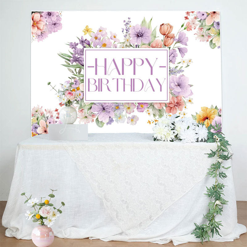 Lofaris Floral Lavender Purple Spring Vibe Birthday Backdrop
