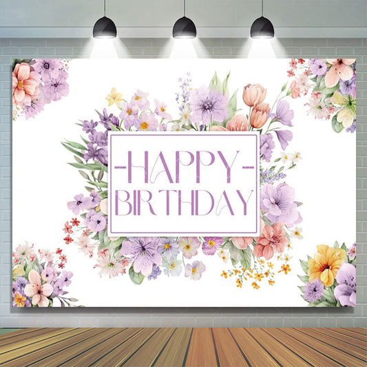 Lofaris Floral Lavender Purple Spring Vibe Birthday Backdrop