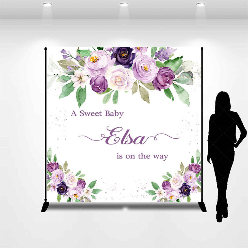 Lofaris Floral Lavender Sweet Custom Baby Shower Backdrop