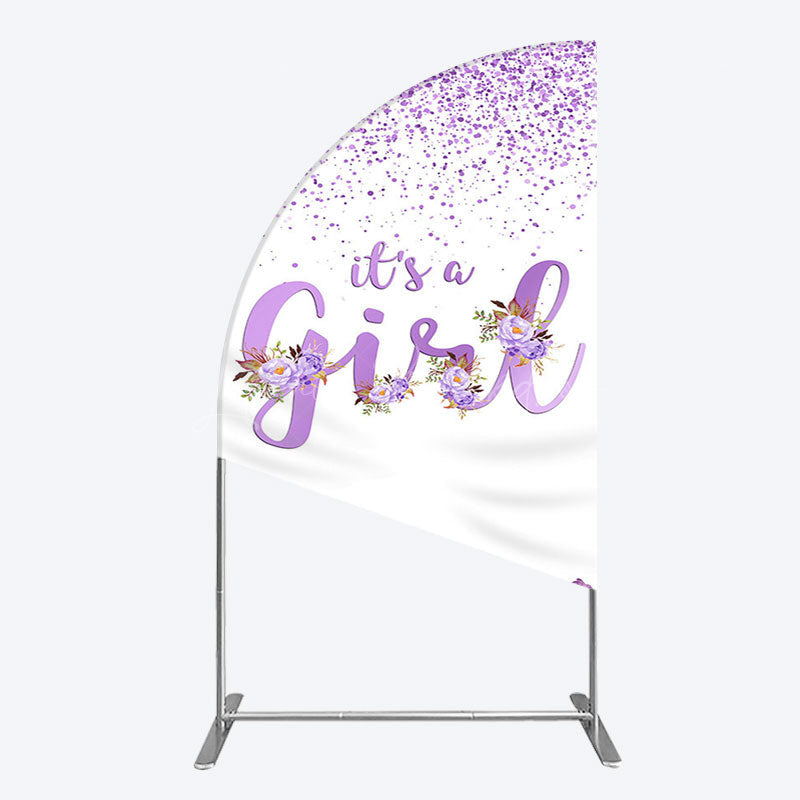 Lofaris Floral Lavender Sweet Girl Baby Shower Half Moon Arch Backdrop