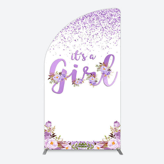 Lofaris Floral Lavender Sweet Girl Baby Shower Half Moon Arch Backdrop