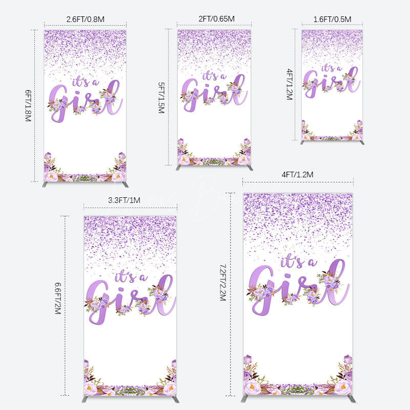 Lofaris Floral Lavender Sweet Girl Baby Shower Rectangle Backdrop