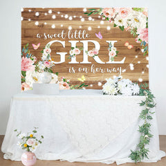 Lofaris Floral Lighted Sweet Little Girl Wooden Backdrop