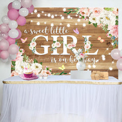 Lofaris Floral Lighted Sweet Little Girl Wooden Backdrop