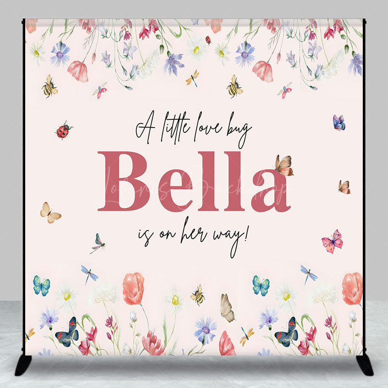 Lofaris Floral Little Bug Custom Name Baby Shower Backdrop
