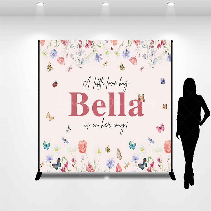 Lofaris Floral Little Bug Custom Name Baby Shower Backdrop
