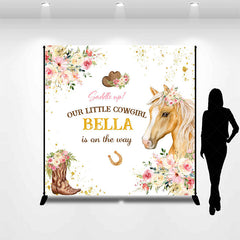 Lofaris Floral Little Cowgirl Custom Name Baby Shower Backdrop