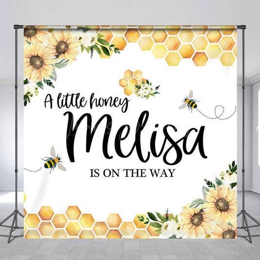 Lofaris Floral Little Honey Custom Name Baby Shower Backdrop