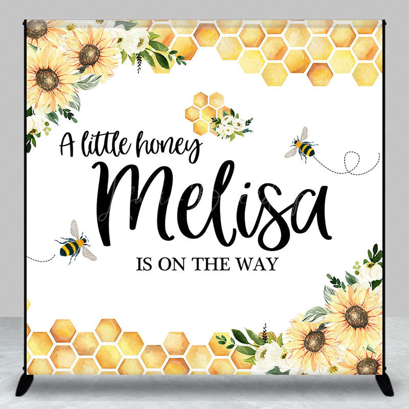Lofaris Floral Little Honey Custom Name Baby Shower Backdrop