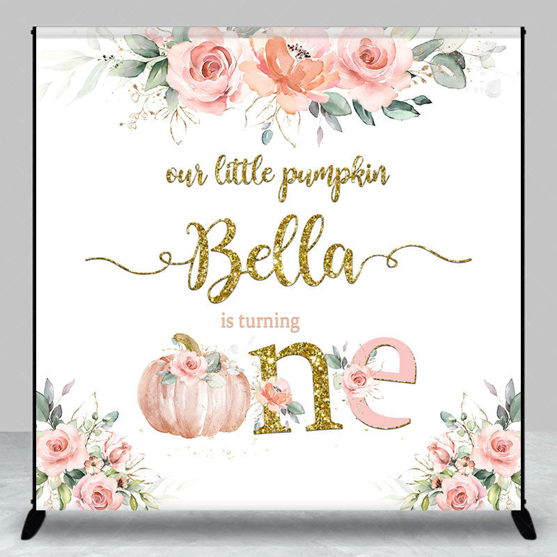 Lofaris Floral Little Pumpkin Custom 1st Birthday Backdrop