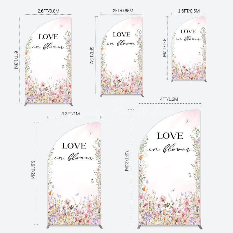 Lofaris Floral Love In Bloom Sweet Wedding Half Moon Arch Backdrop