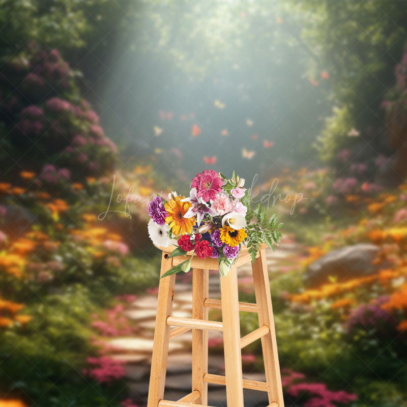 Lofaris Floral Magic Forest Path Spring Photography Backdrop