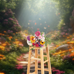 Lofaris Floral Magic Forest Path Spring Photography Backdrop