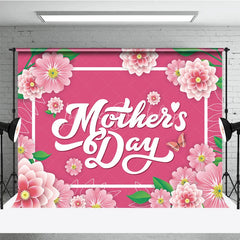 Lofaris Floral Mother’s Day Backdrop Pink Paper Flowers and White Frame Party Background