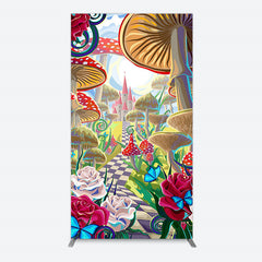 Lofaris Floral Mushroom Wonderland Birthday Rectangle Backdrop