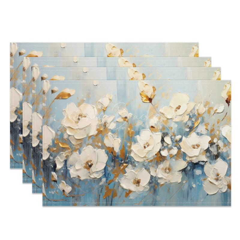 Lofaris Floral Oil Paintings Fine Art Set of 4 Placemats