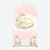 Lofaris Floral Over The Moon Pink Baby Shower Arch Backdrop
