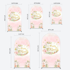 Lofaris Floral Over The Moon Pink Baby Shower Arch Backdrop