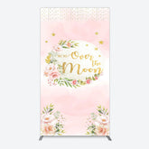 Lofaris Floral Over The Moon Pink Baby Shower Rectangle Backdrop