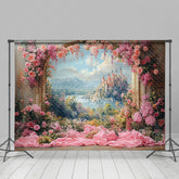 Lofaris Floral Painting Castle View Sweet Wedding Backdrop